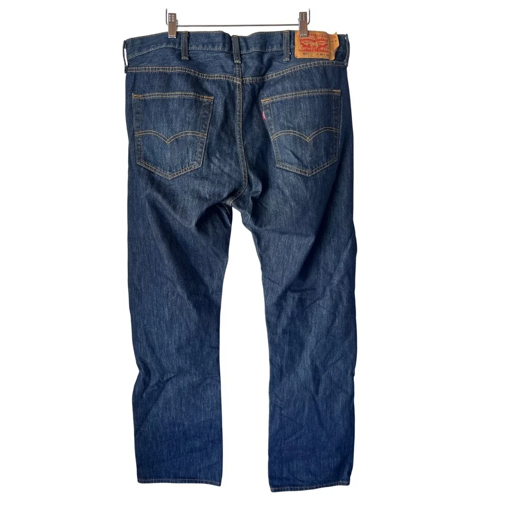 Levis 501 Original Fit Mens Jeans 38x32 Dark Wash Indigo Straight Leg Button Fly